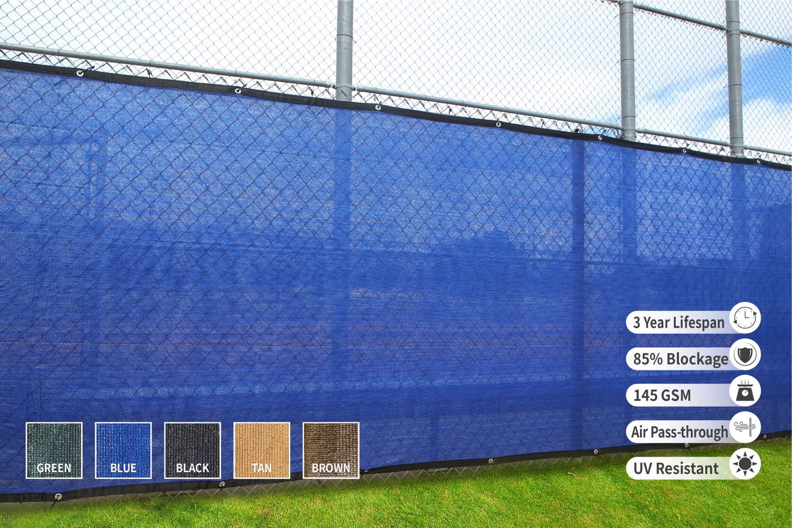 5'8 x 50 Privacy Fence Screen in Blue Color