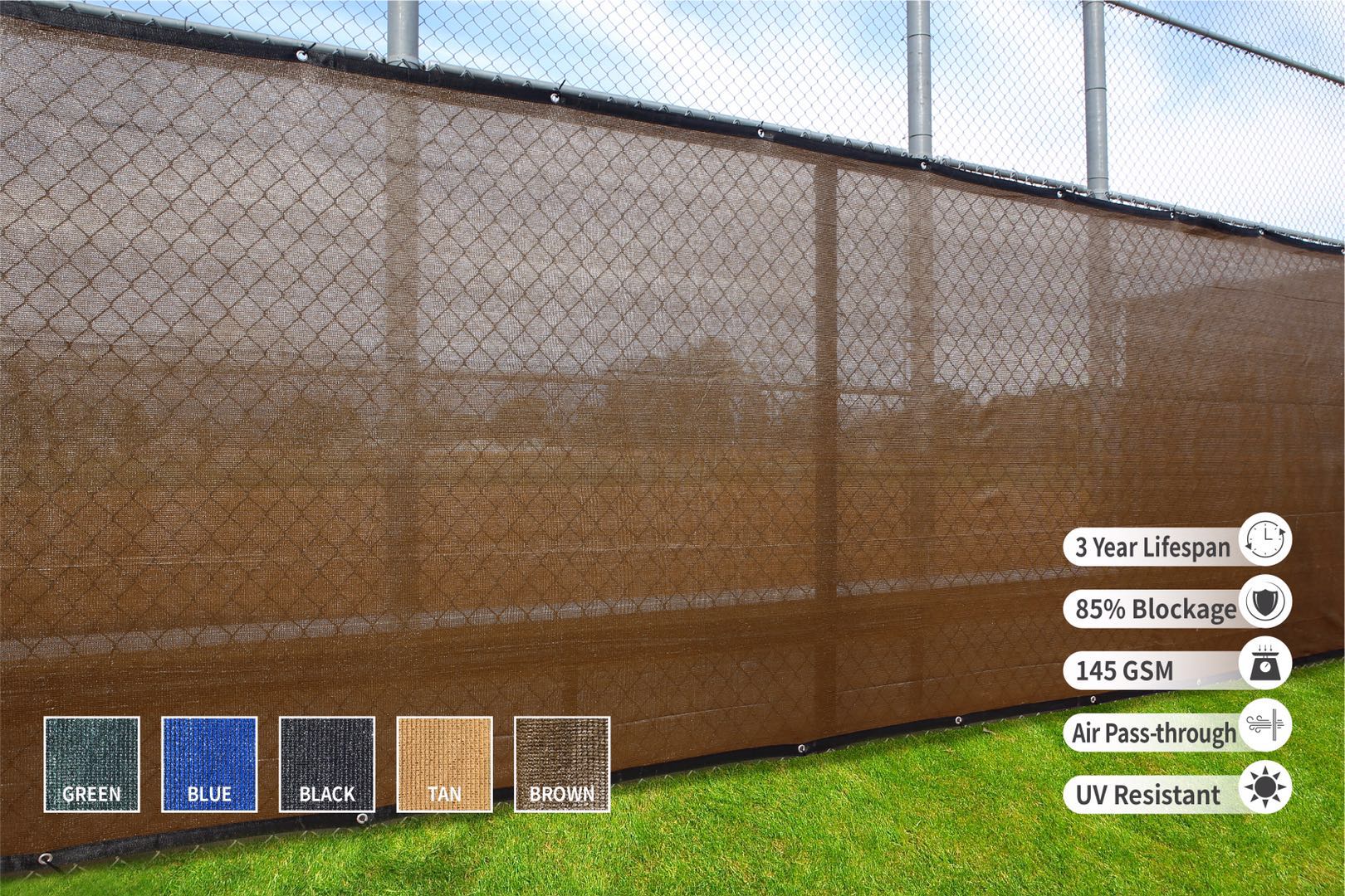5'8 x 50 Privacy Fence Screen in Brown Color