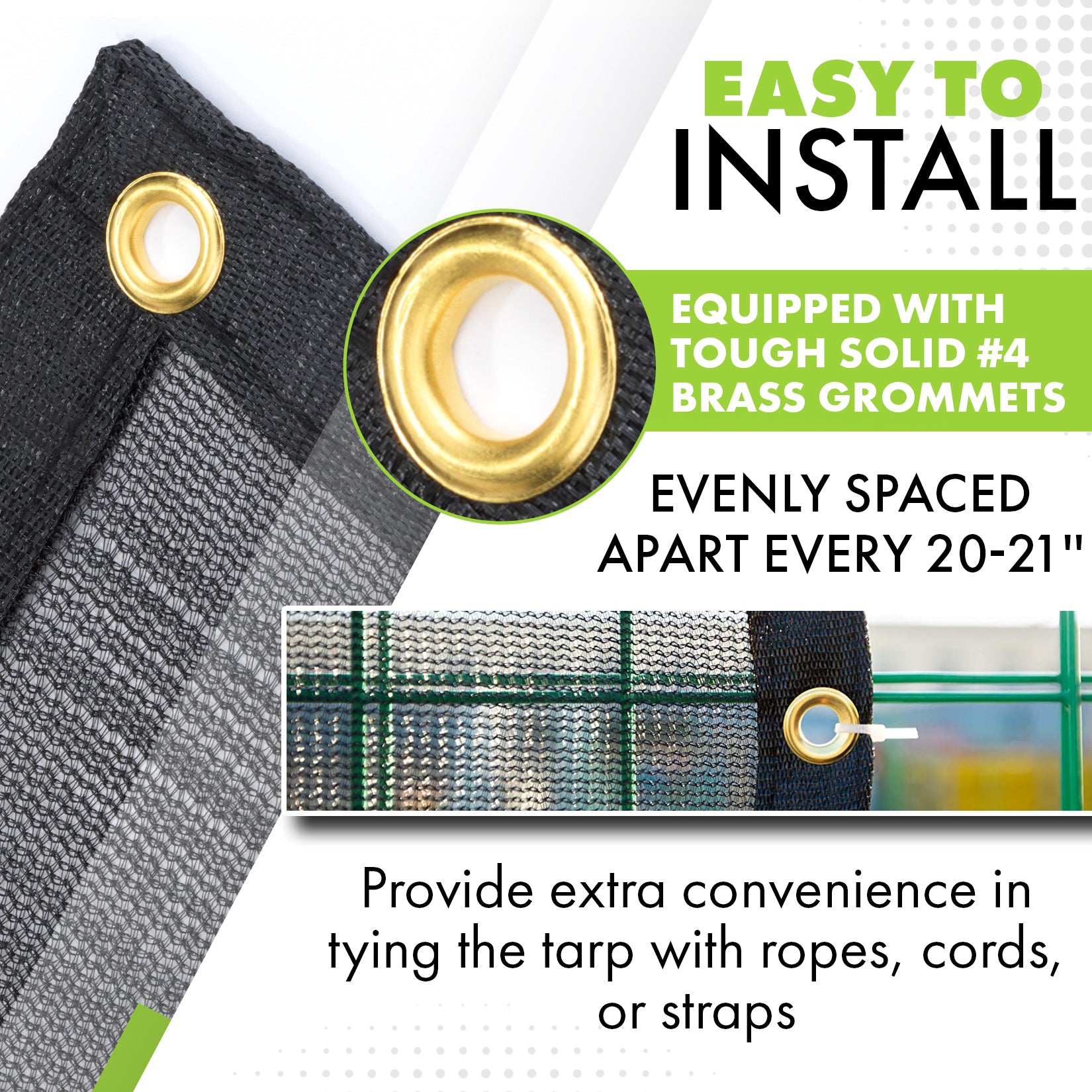 Brass Grommets on all Mesh Tarps