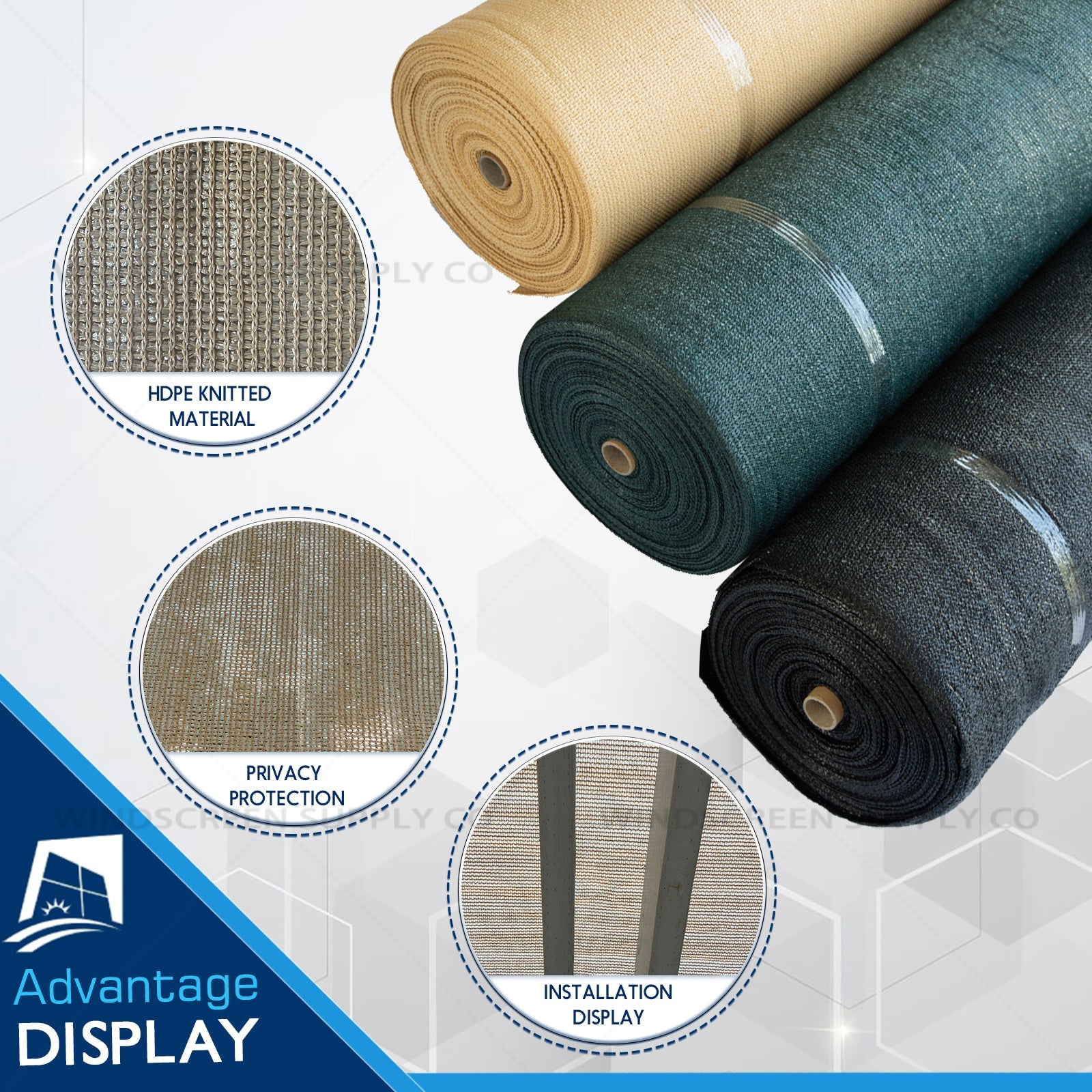 6' x 100' (5'8") Raw Roll Privacy Screens Windscreensupplyco