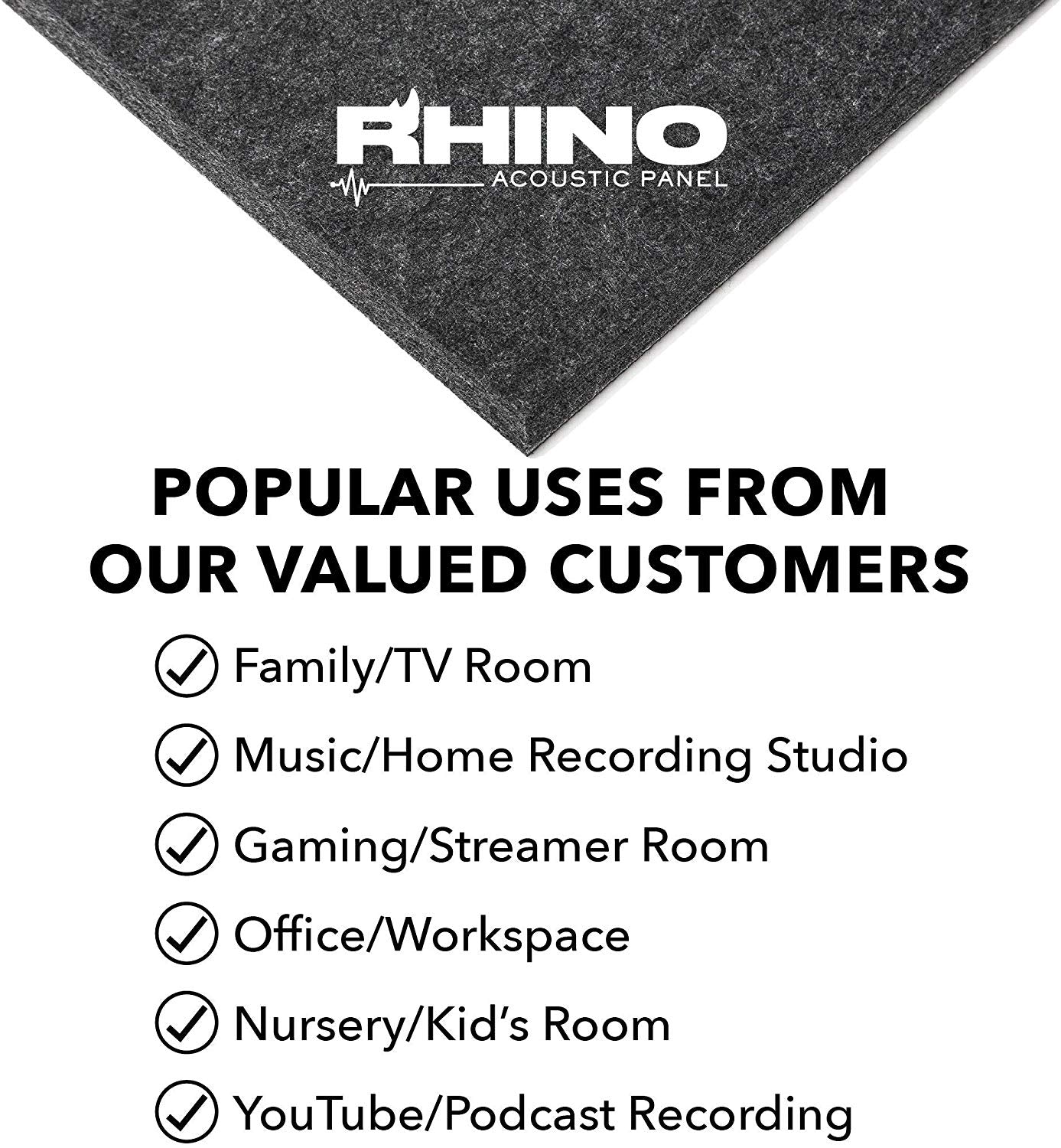 12" x 12" RHINO Acoustic Panels Dark Gray Color (6 Pcs)