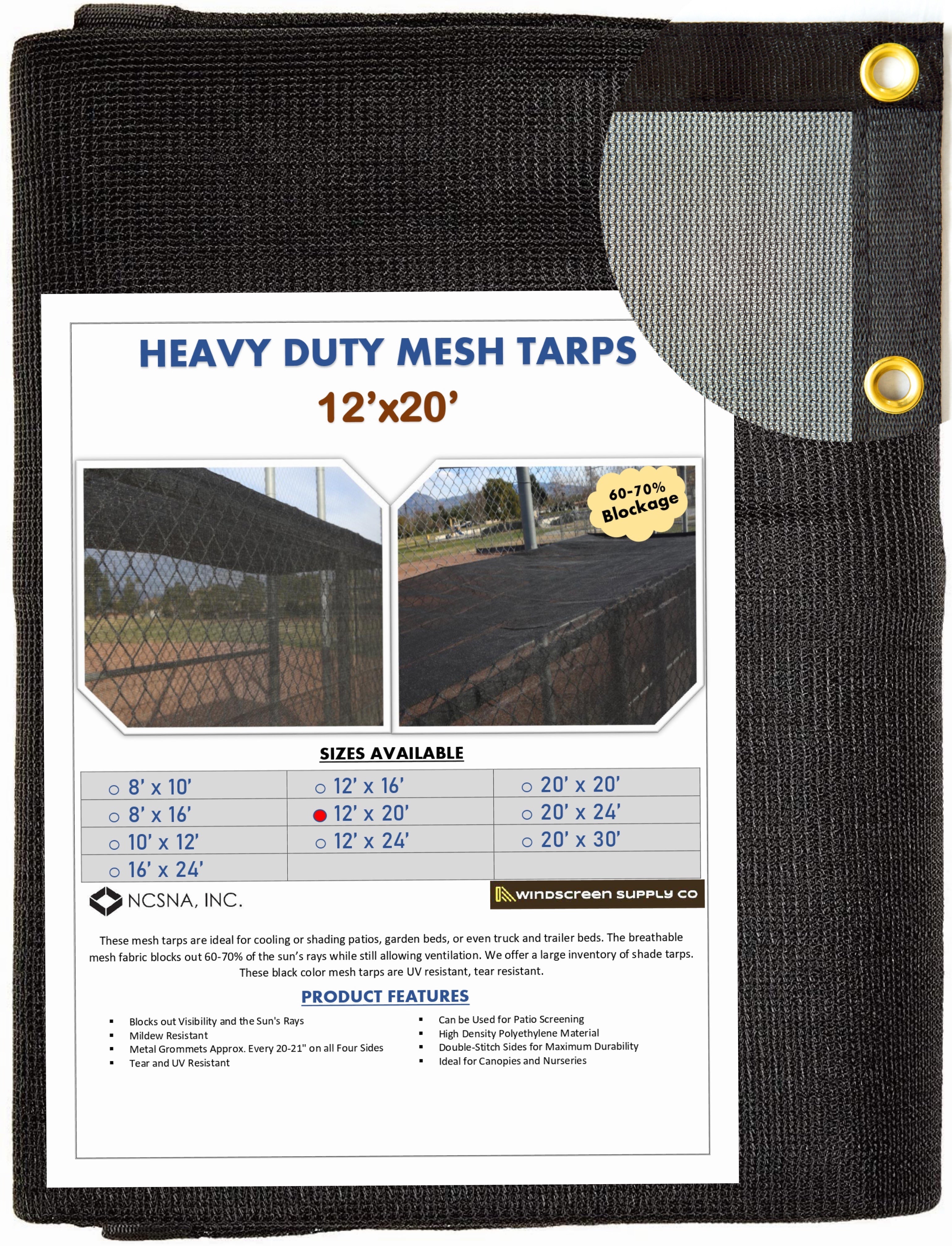 12' x 20' Mesh Tarp Shading 60-70% Blockage
