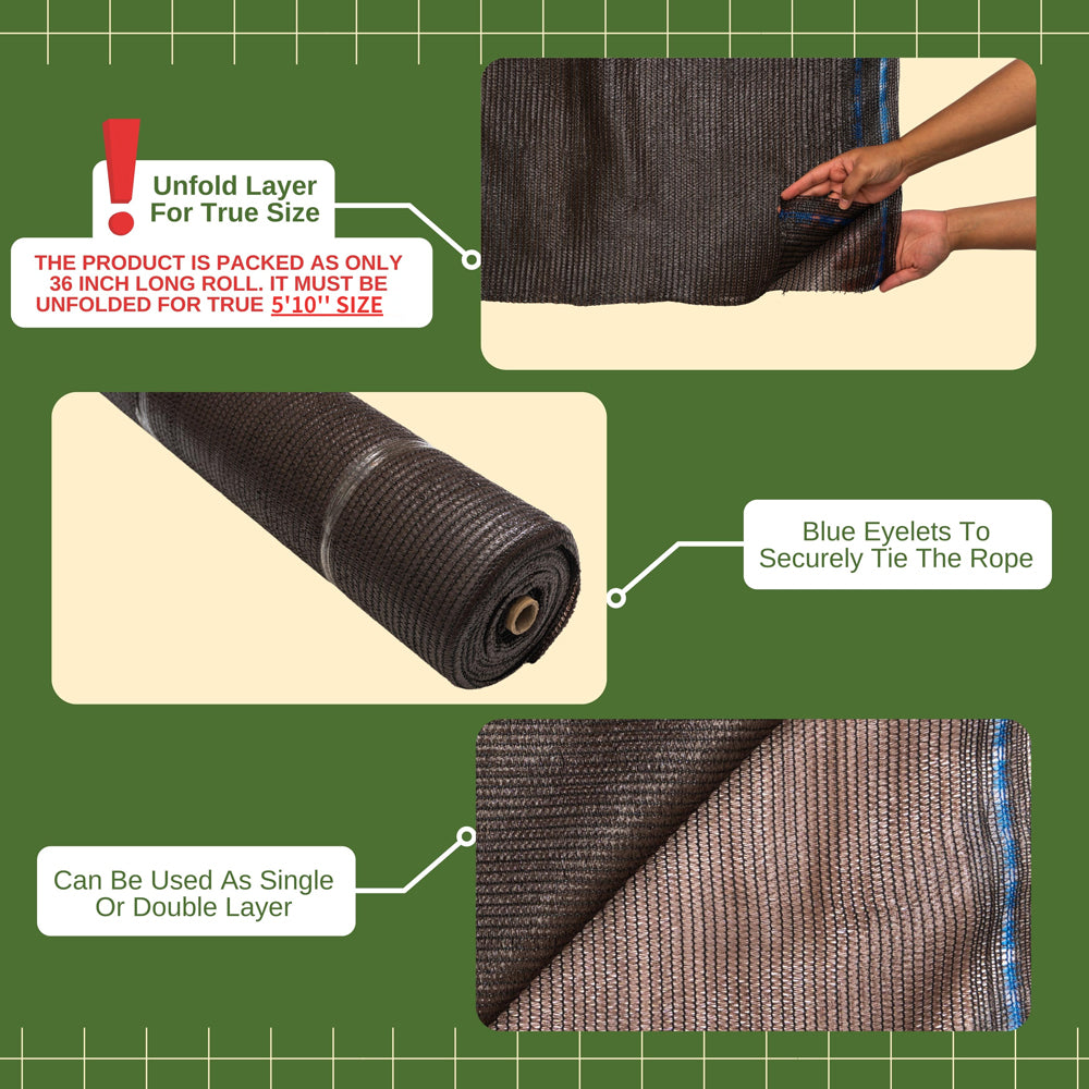 6' x 100' (5'10" x 100') Raw Roll 60% Privacy Screen