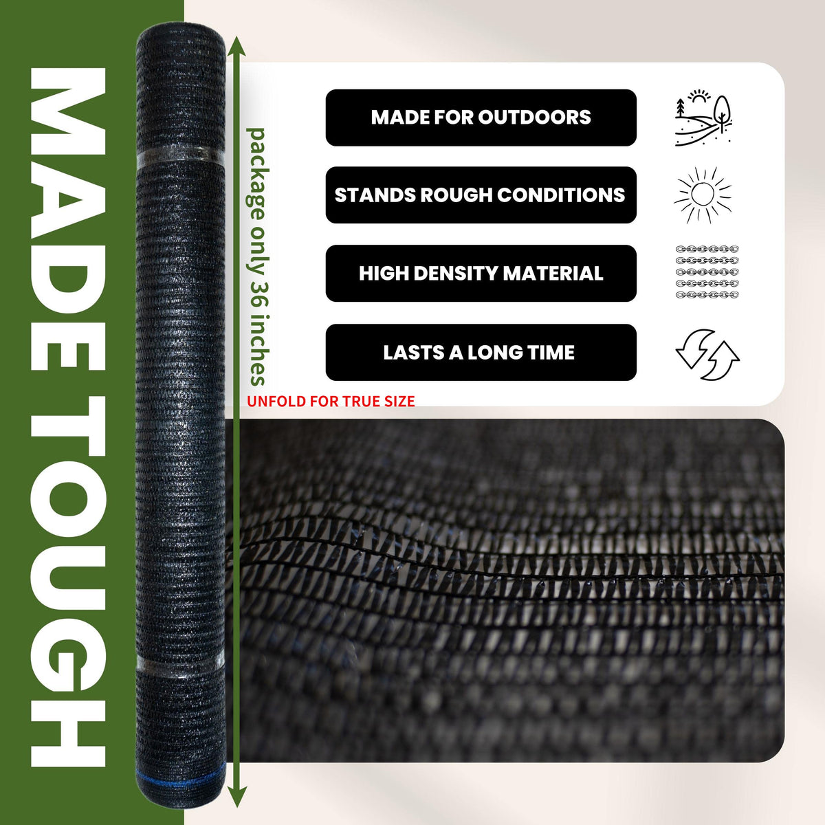WindscreenSupplyCo 5'10'' x 100 FT Shade Cloth Roll Eyelets 60%