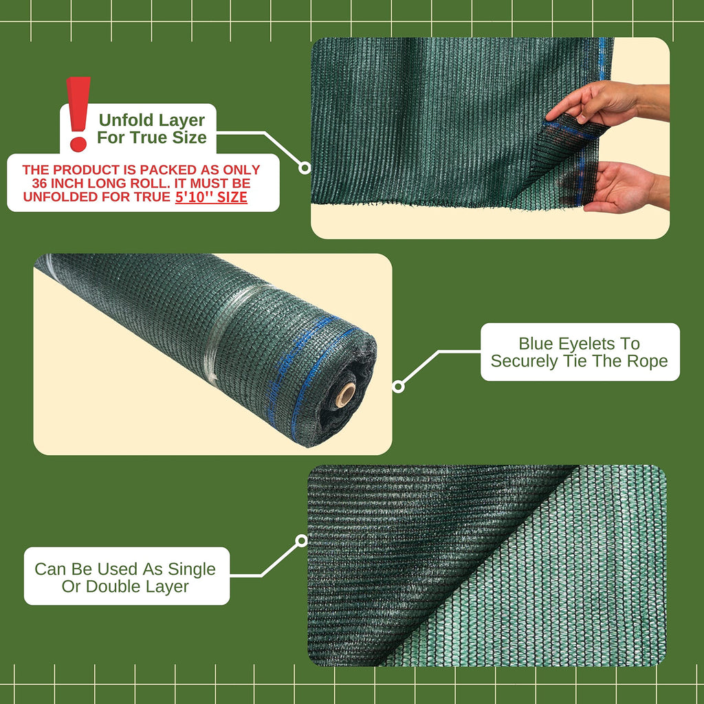 WindscreenSupplyCo 5'10'' x 100 FT Shade Cloth Roll Eyelets 60%