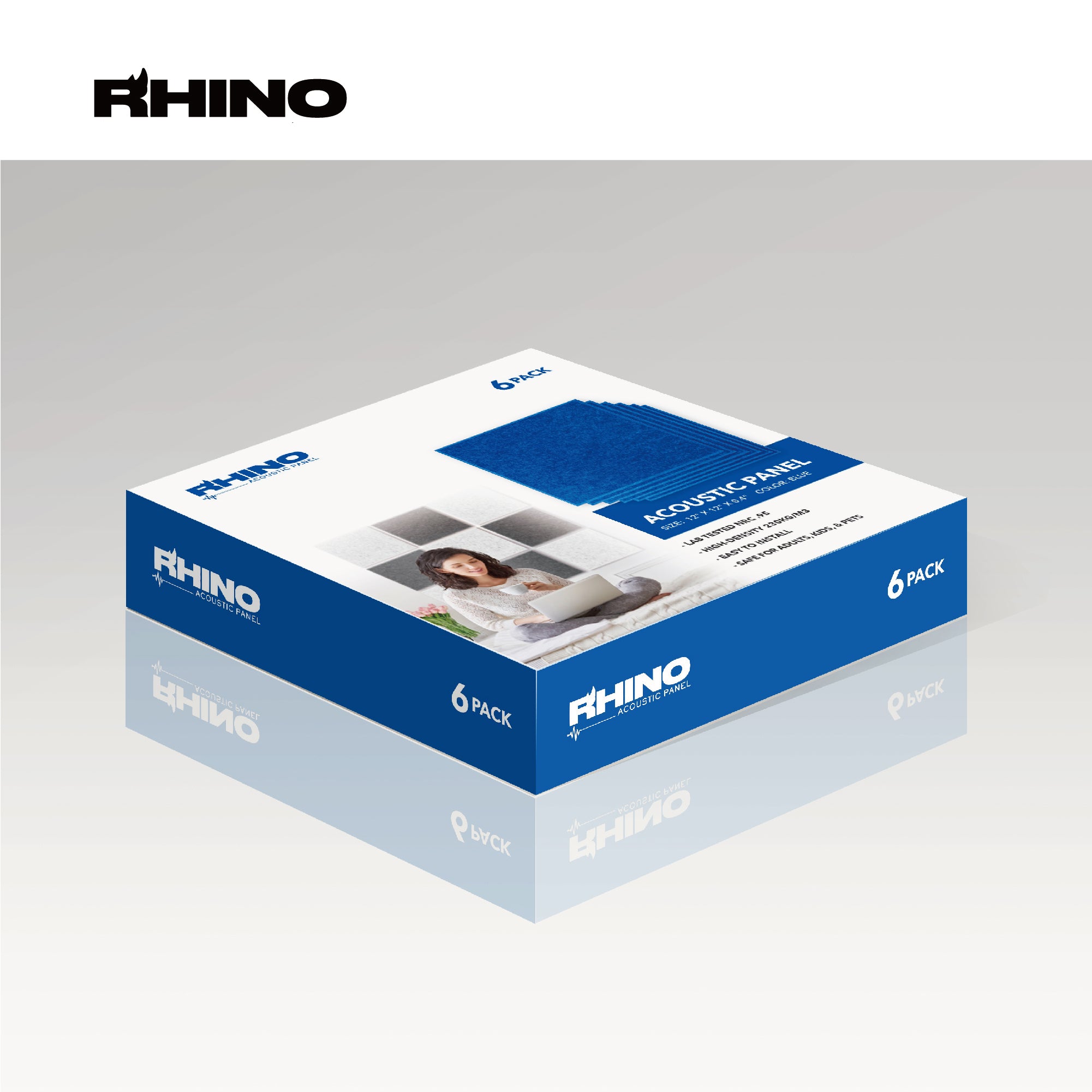 FINAL SALE  --  12" x 12" RHINO Acoustic Panels Blue Color (6 Pcs)