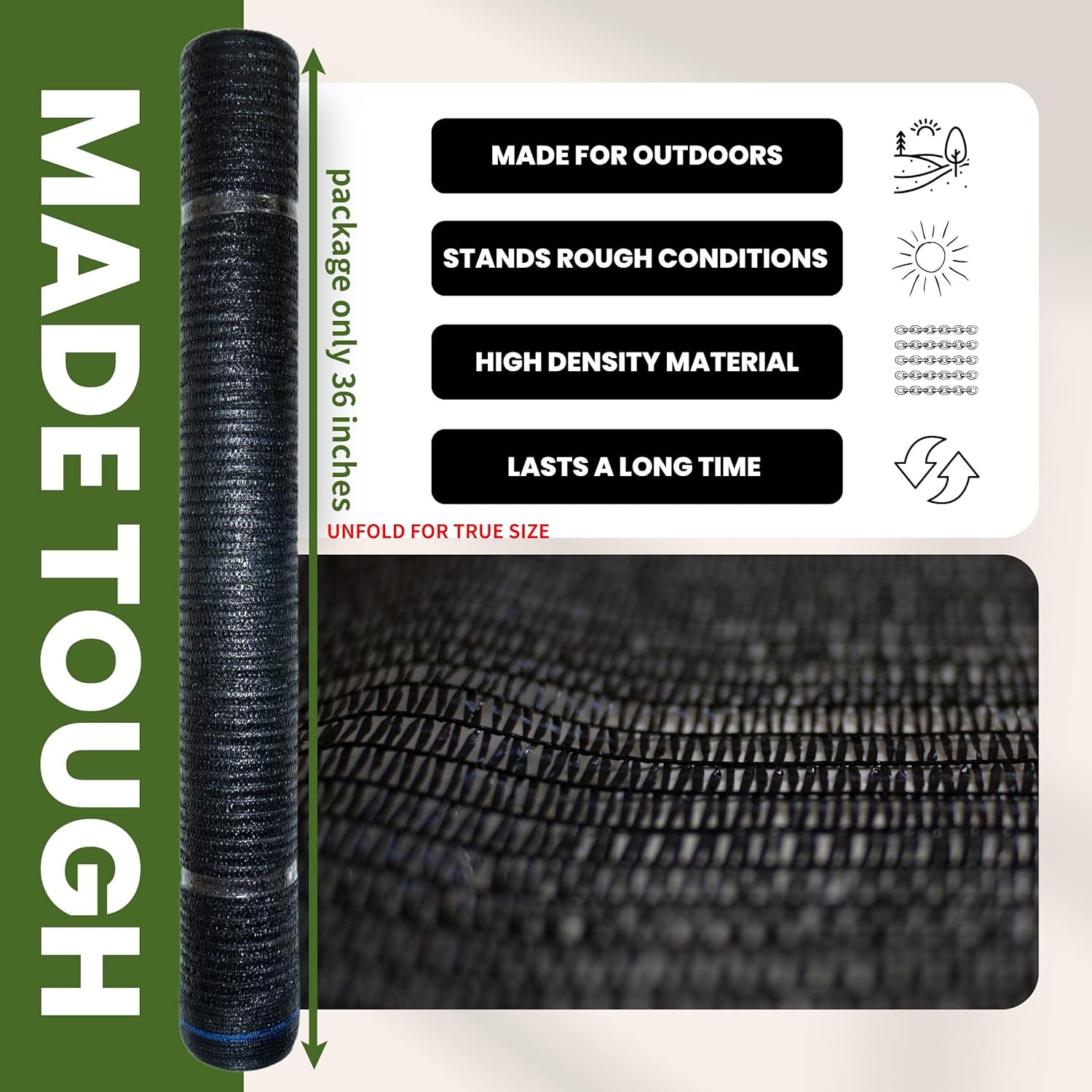 6' x 100' (6' x 100') Shade Cloth Roll 40% Privacy Screen