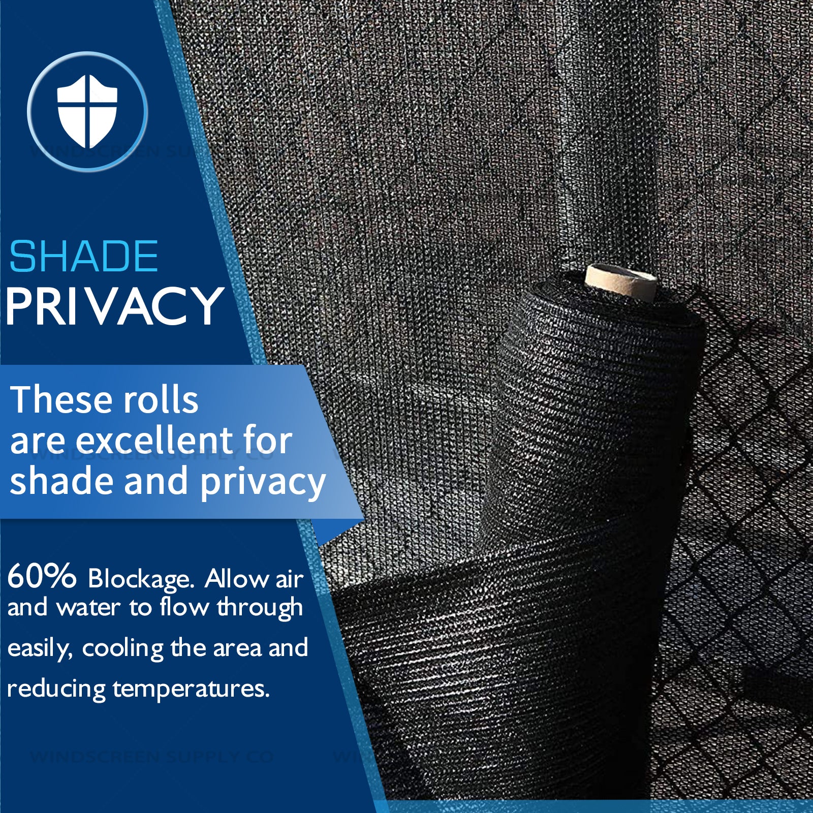 6' x 100' (5'10" x 100') Raw Roll 60% Privacy Screen