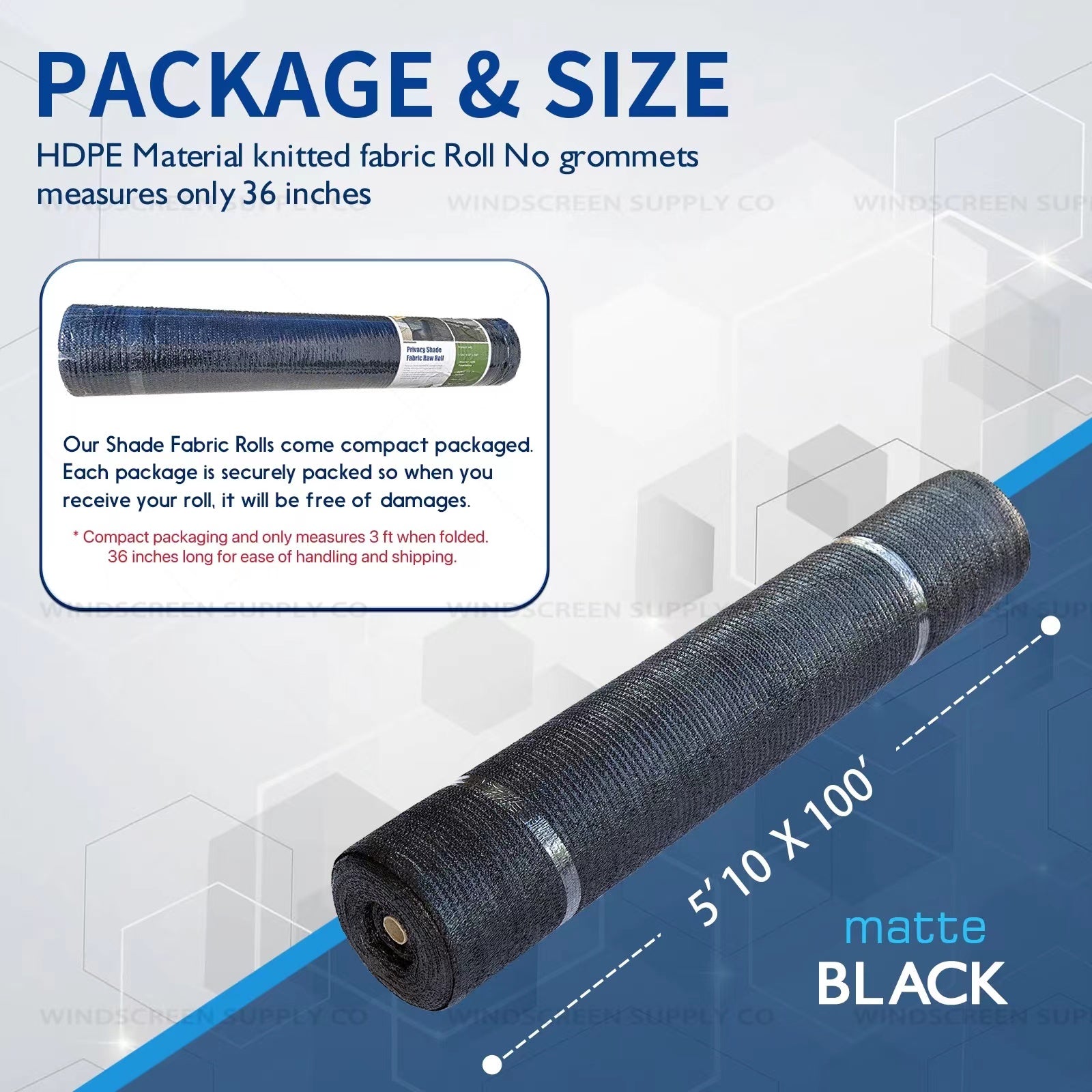 6' x 100' (5'10" x 100') Raw Roll 60% Privacy Screen