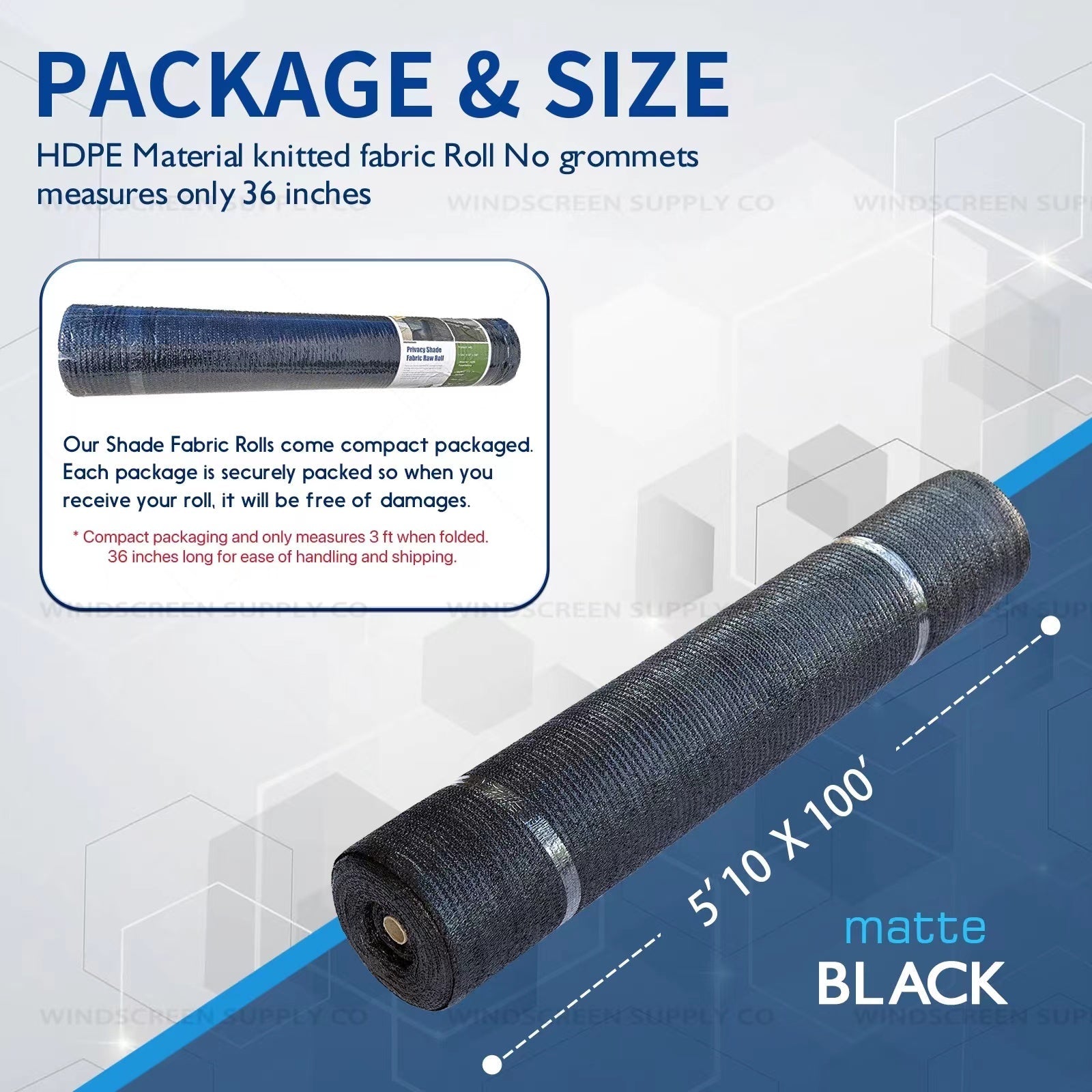 Shade Raw Rolls, 6' x 100' (5'10" x 100') 60% Blockage Windscreensupplyco