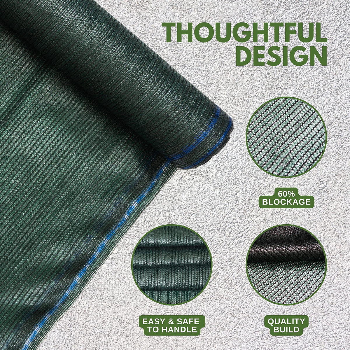 WindscreenSupplyCo 5'10'' x 100 FT Shade Cloth Roll Eyelets 60%