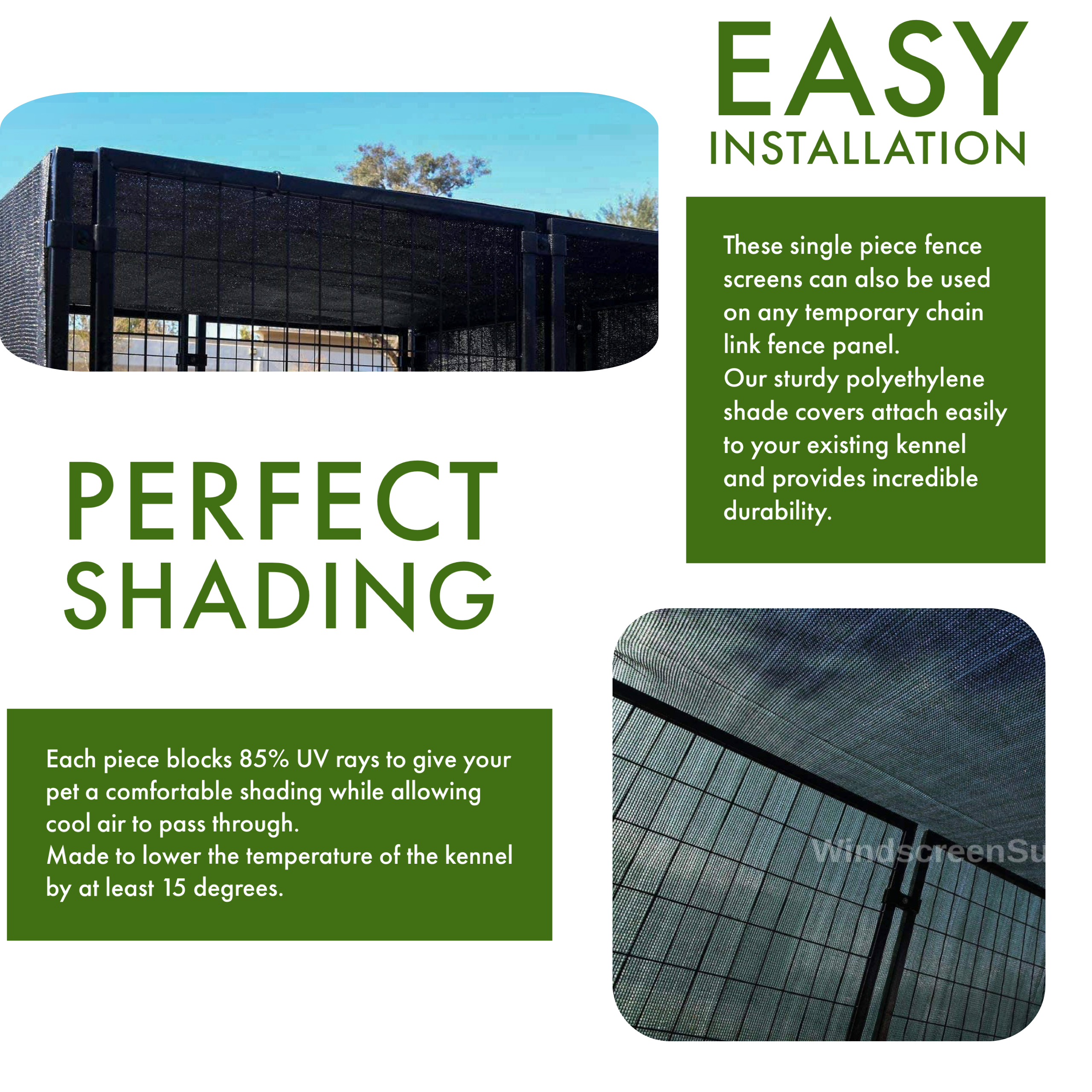 Heavy Duty 10' x 10' Kennel Shade Covers